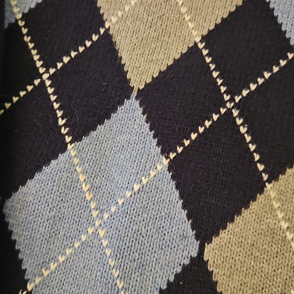 Nautica Navy Argyle Half-Zip Sweater – Size XL